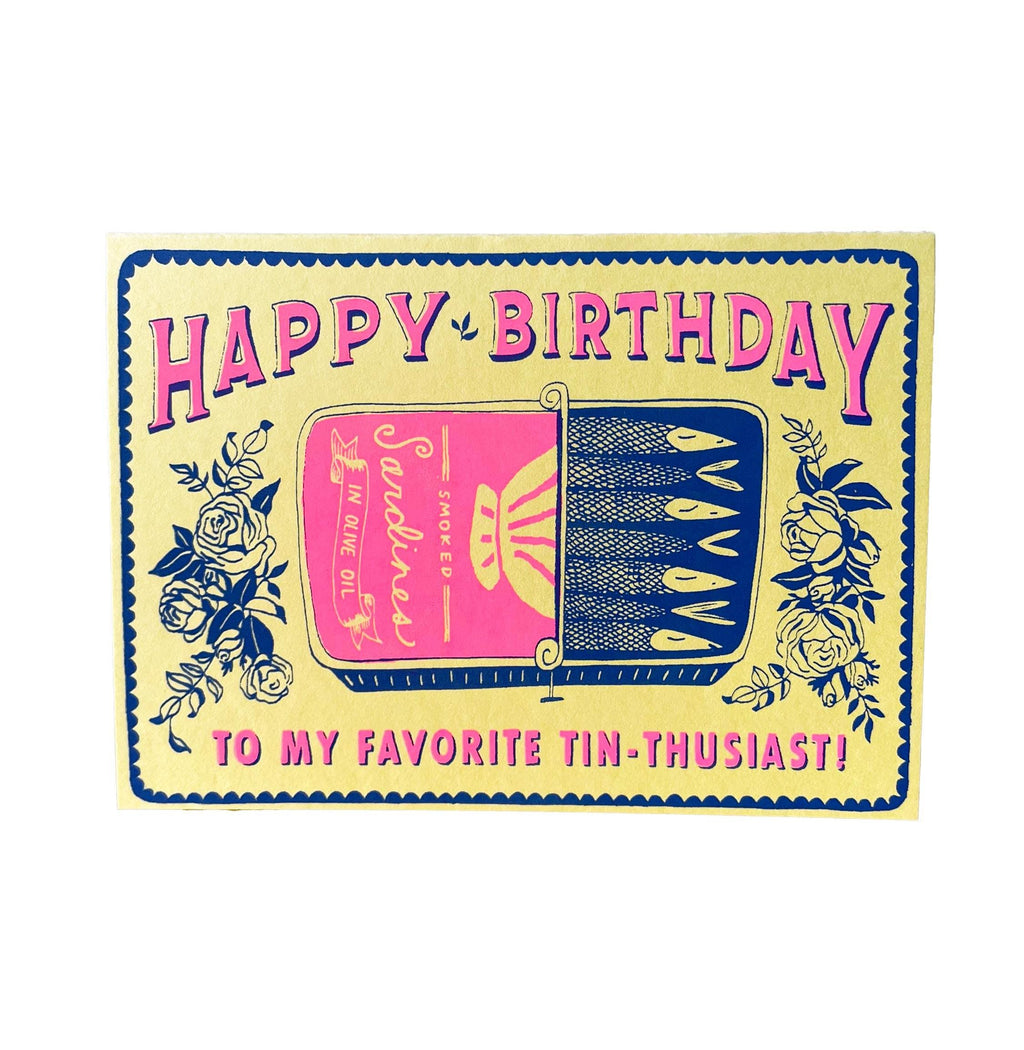 Sardines Screen Printed Birthday Card