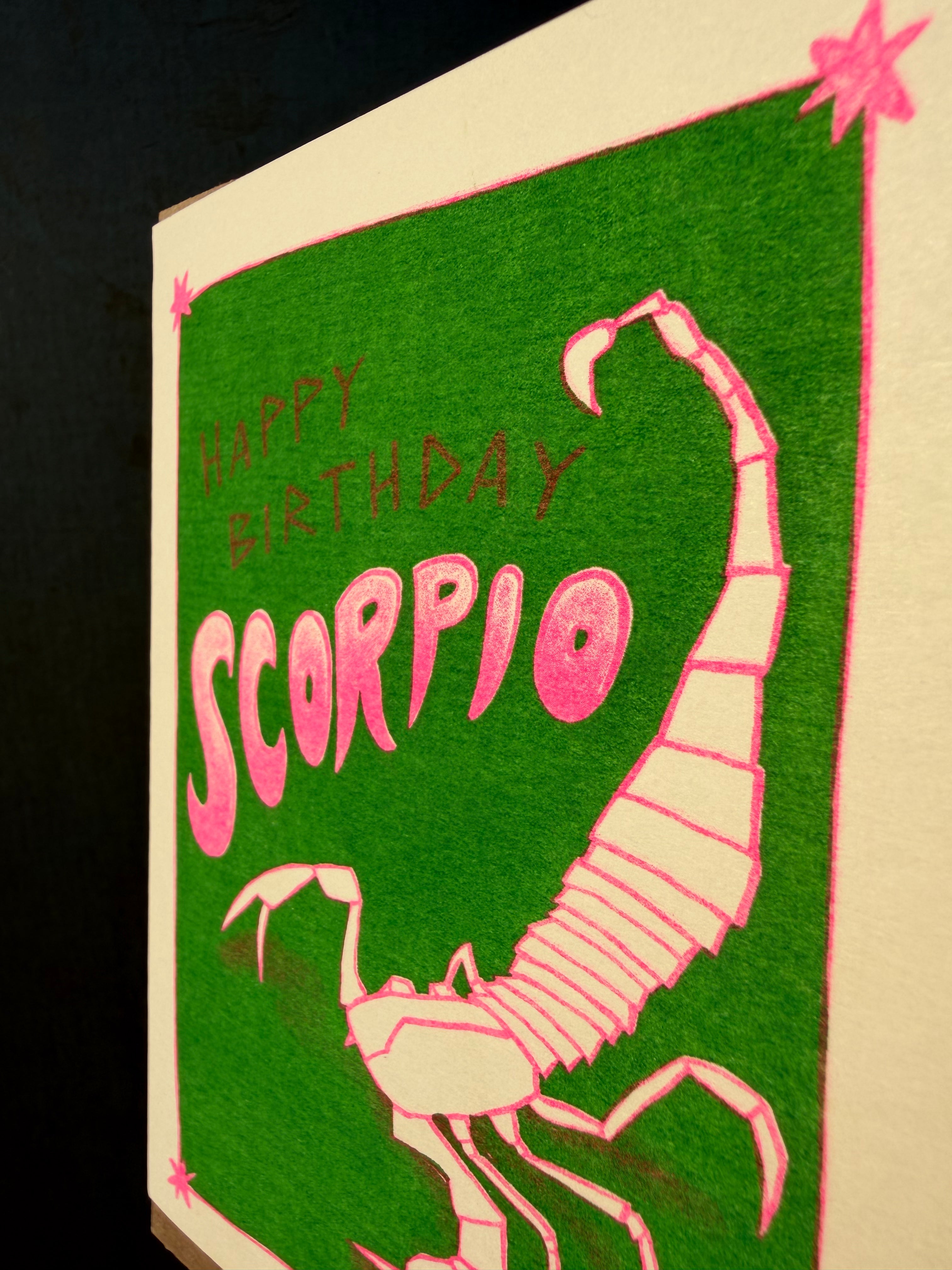 Happy Birthday Scorpio - Risograph Card