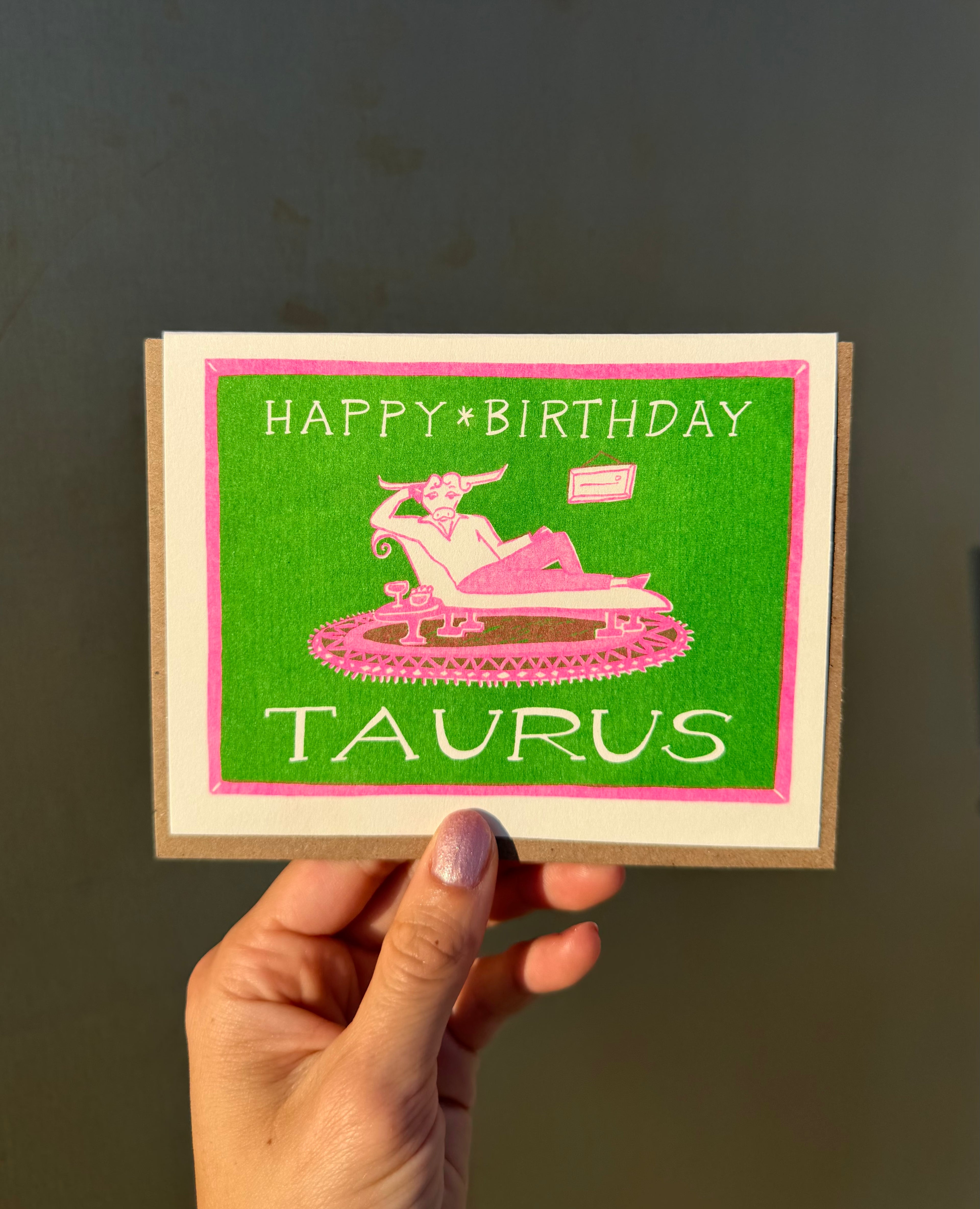 Happy Birthday Taurus - Risograph Card