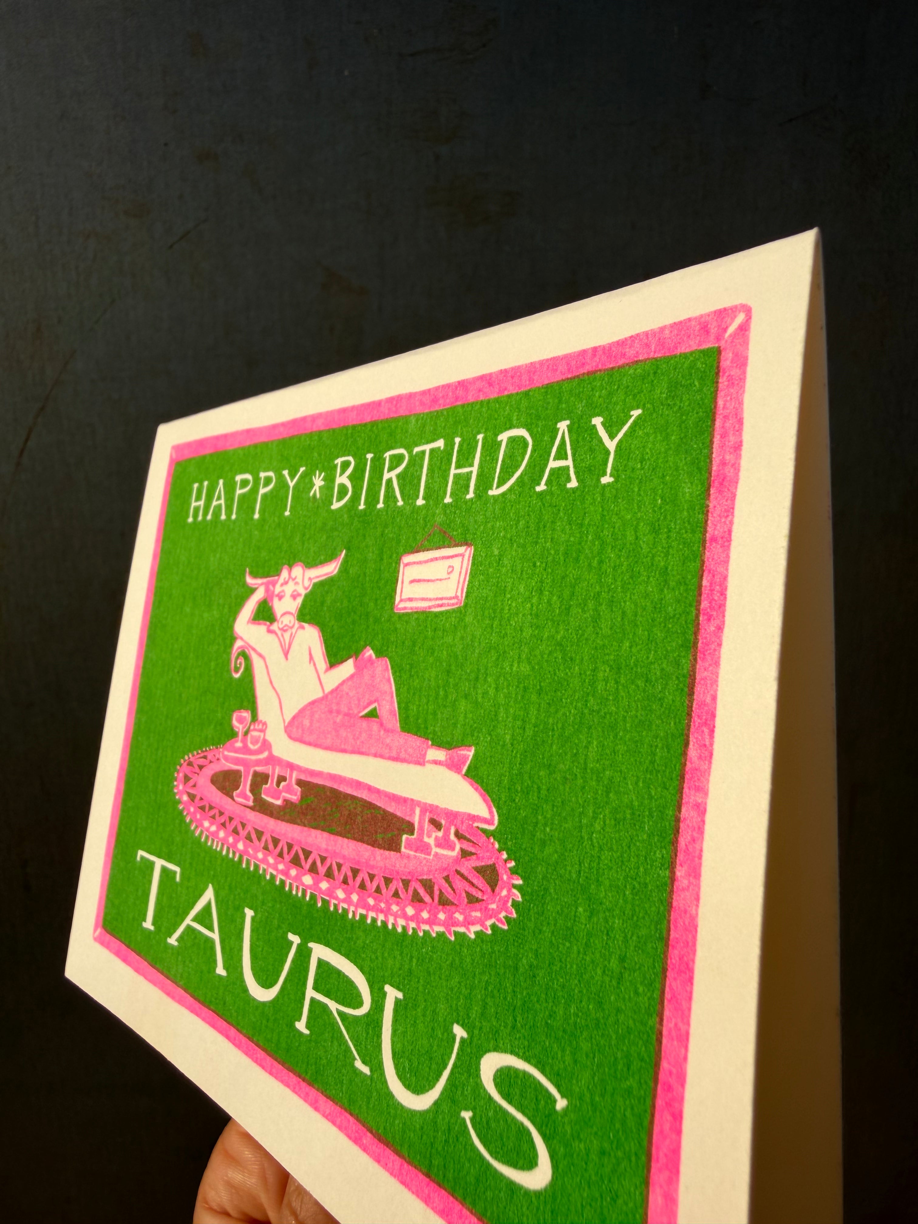 Happy Birthday Taurus - Risograph Card