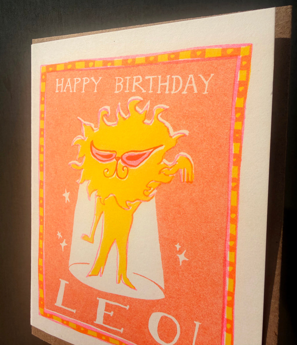 Happy Birthday Leo - Risograph Card