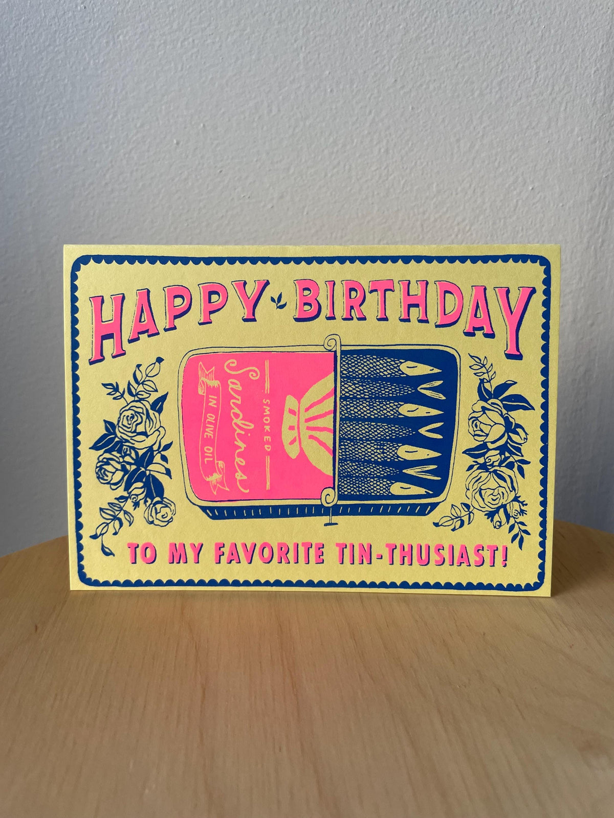 Sardines Screen Printed Birthday Card