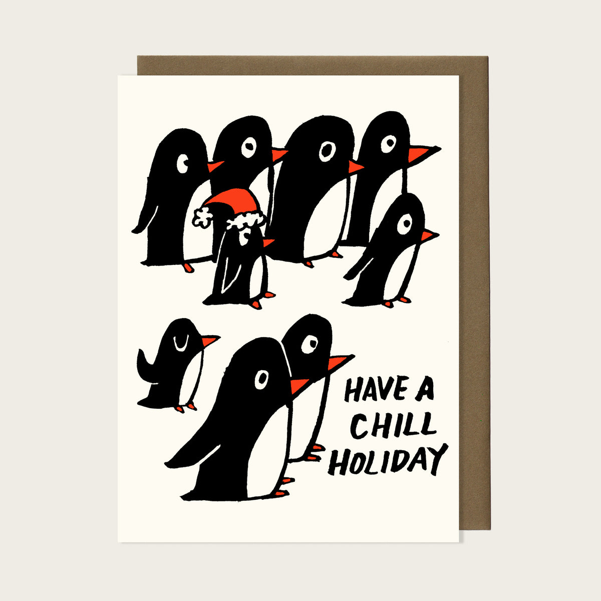 Chill Holiday Penguins - Screen Printed Christmas Card