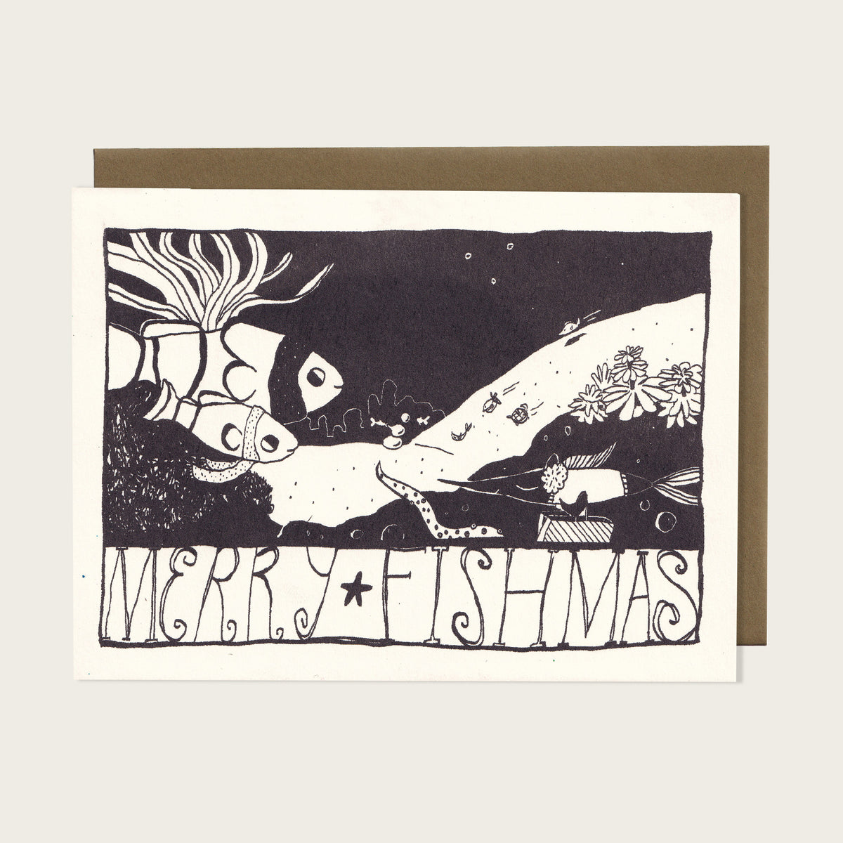 Fish Christmas - Risograph Card