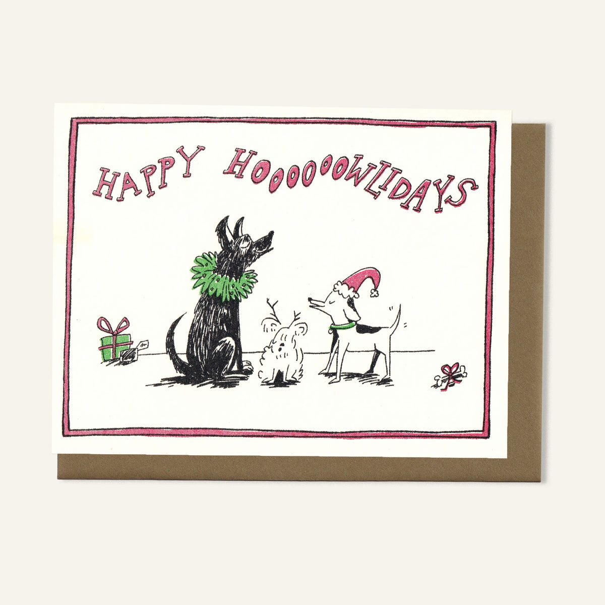 Happy Howlidays - Risograph Christmas Card