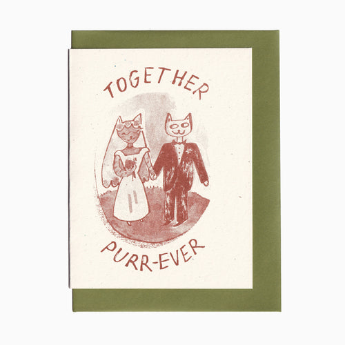 Cat Wedding - Risograph Engagement Card
