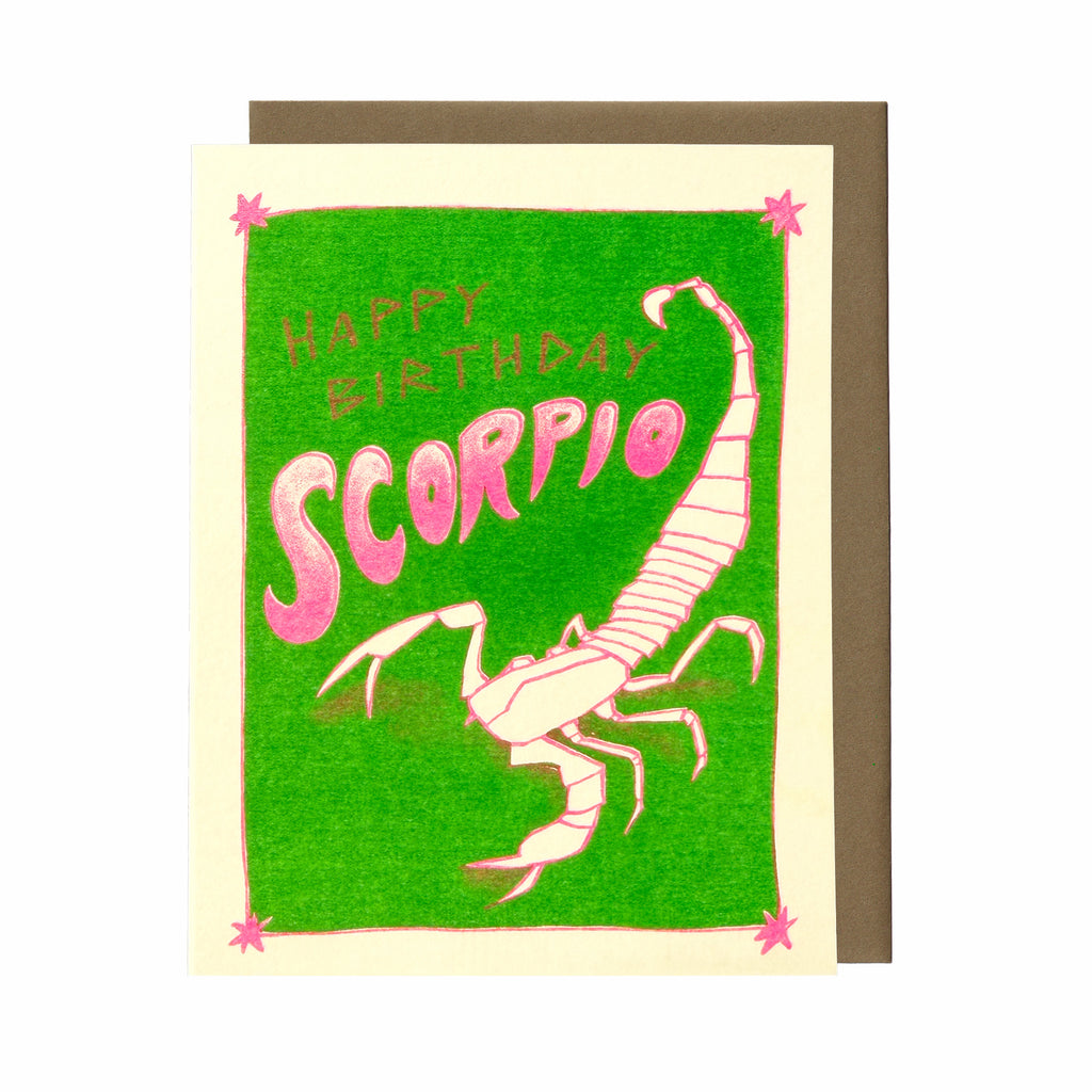 Happy Birthday Scorpio - Risograph Card