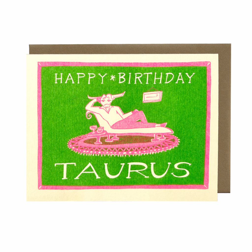 Happy Birthday Taurus - Risograph Card